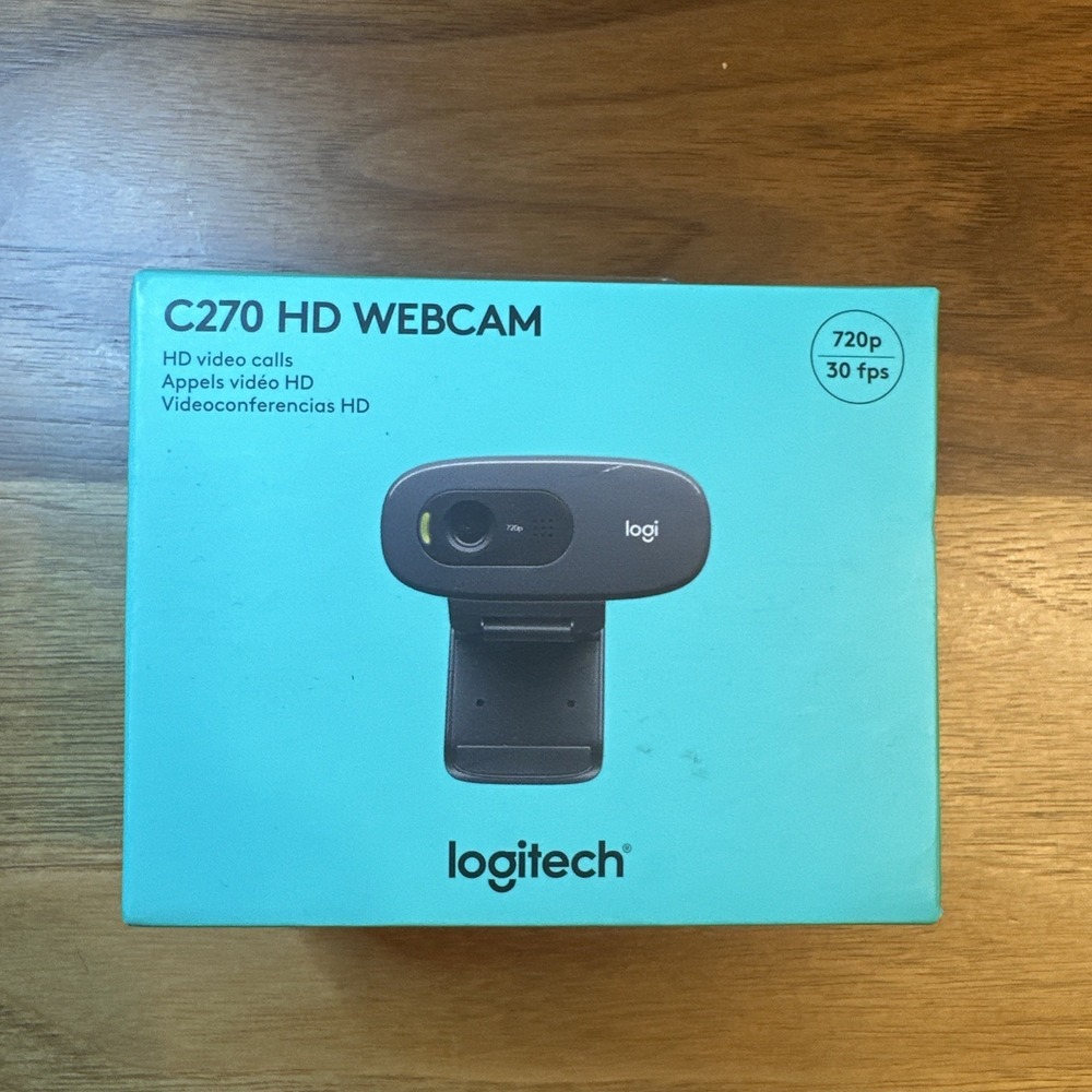 Logitech C270 HD Webcam 720p 30fps Black 960-000694 NEW